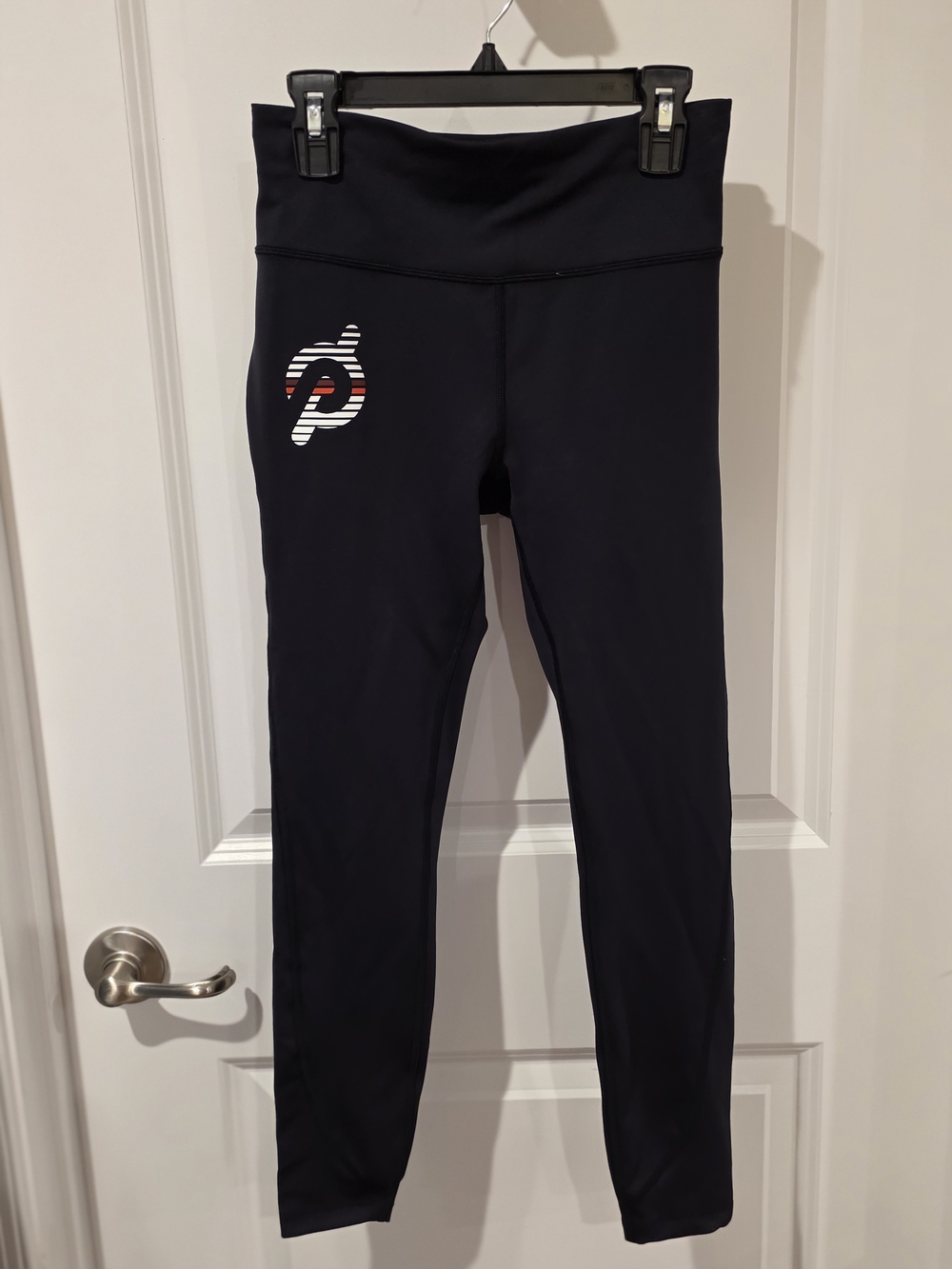 Peloton Black Leggings with Striped Logo